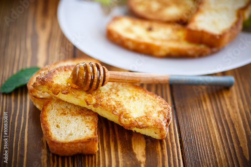  fried in batter toast with honey