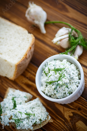 snack salty cheese with herbs