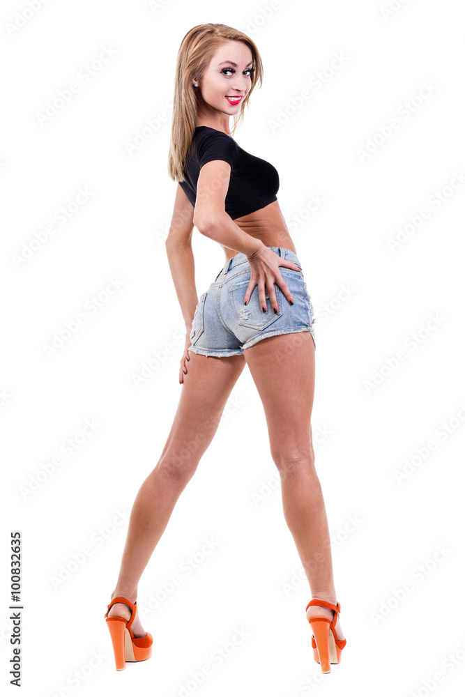 full-length portrait of sexy young blond woman isolated on white full-length portrait of sexy young blond woman isolated on white