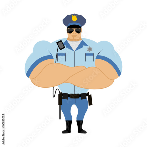 Police officer. Man in form of policing. Police man in bodybuild