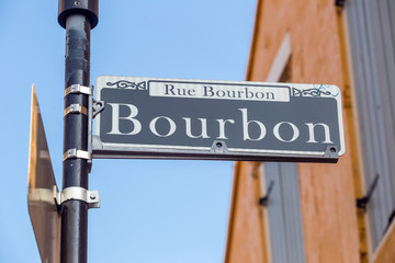 Bourbon Street sign in the French Quarter of New Orleans