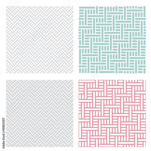  geometric weave puzzle pattern in four color