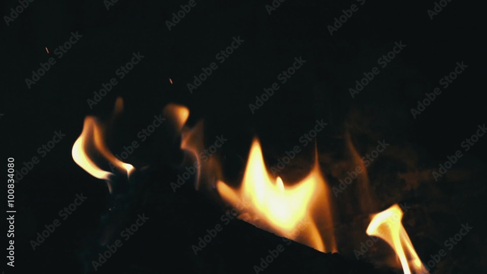 Closeup of Flames Burning on Black Background Closeup of Flames Burning on Black Background