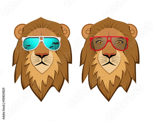 Hipster Lion with sunglasses