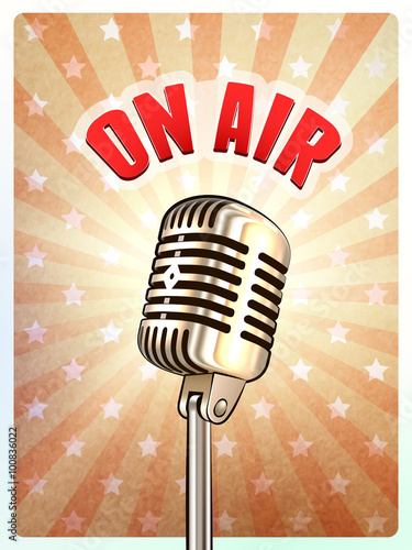 Retro Microphone On Air Background Poster