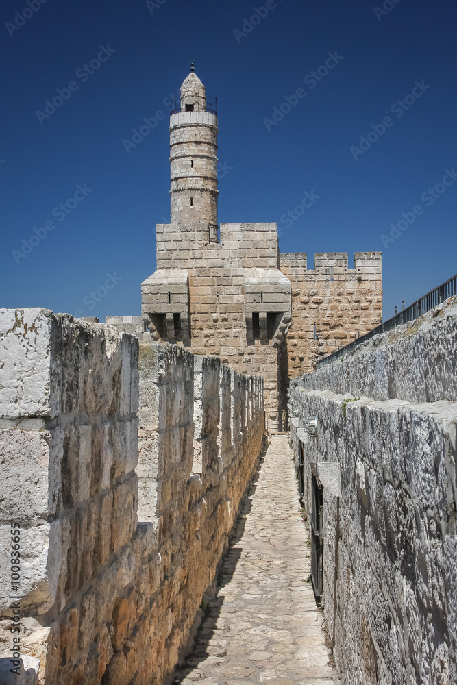 Fragment of walls surrounding old city of Jerusalem, Israel