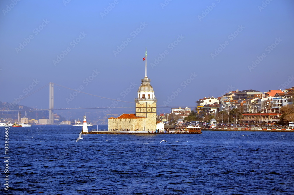 View on Maiden's tower in Istanbul, Turkey