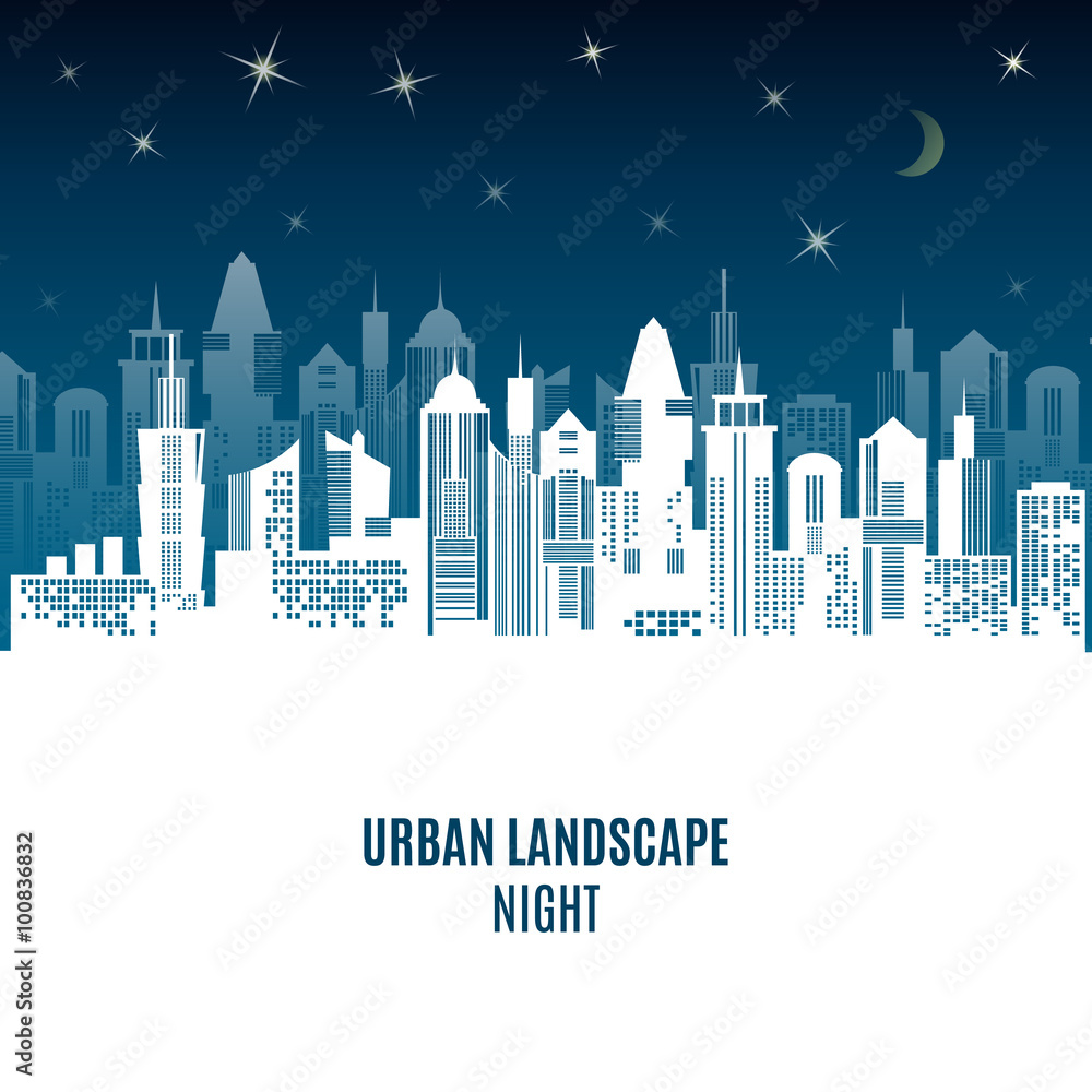 Fototapeta premium City urban design. Night landscape.