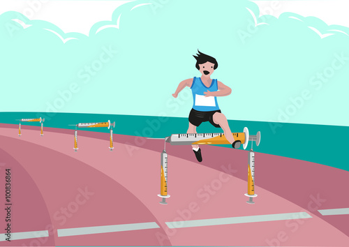 Use of Illegal Substance Just to Win in Sports Games through enhancing endurance. Editable Clip Art.