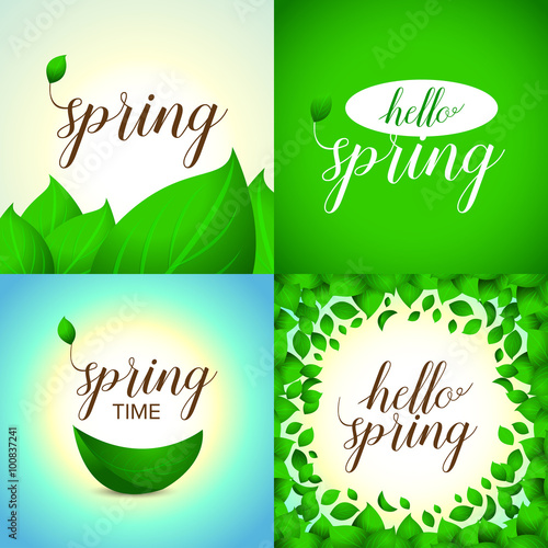 Spring, hello spring, spring time banners,cards. Vector template design for spring sales, banners, advertisement.