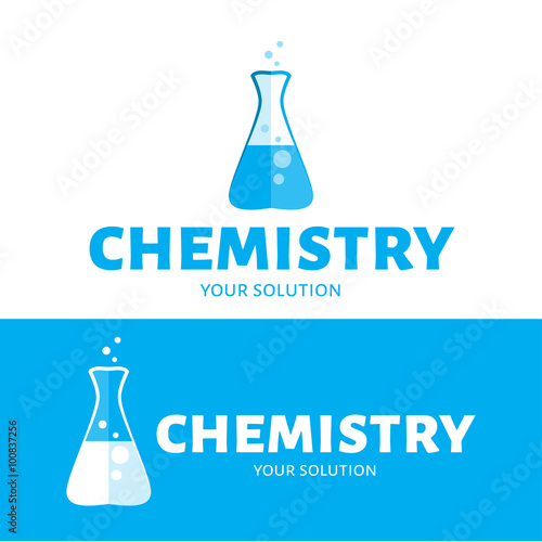 Vector flask with liquid logo. Brand logo chemistry