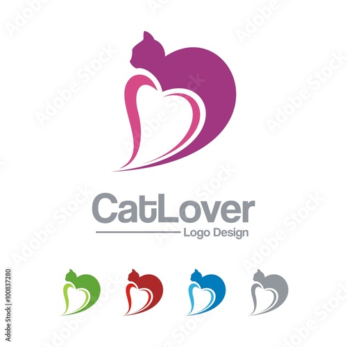 Love Pet Logo - Cat Lover Design Logo Vector
