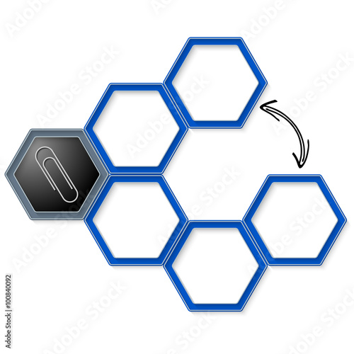 Vector hexagons for your text and paper clip