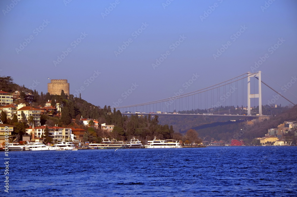 Istanbul, Turkey. View of the Bosphorus in the early evening