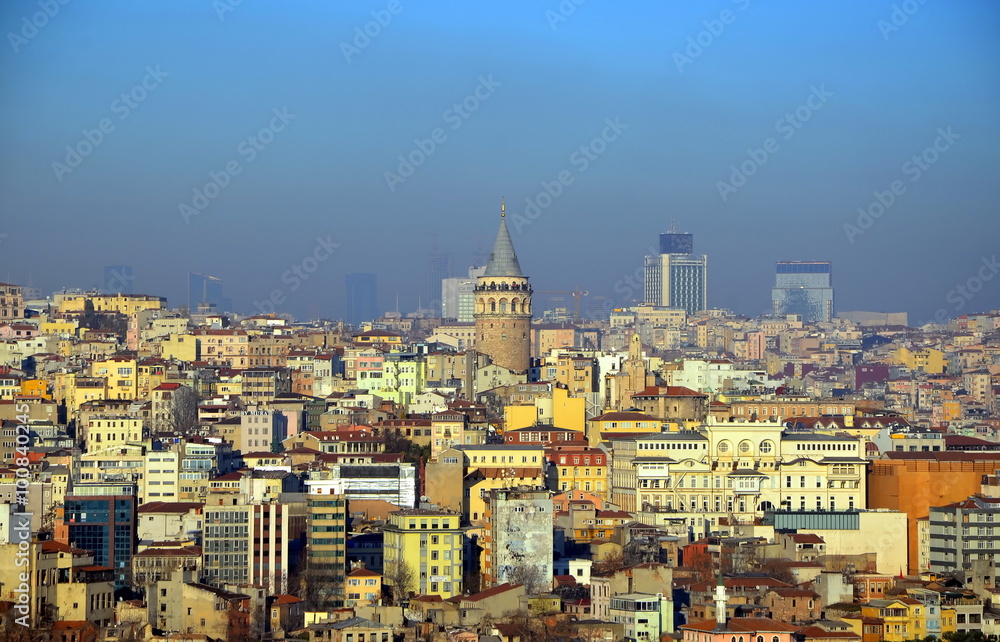 Istanbul, Turkey. View of the the city and Galata Tower