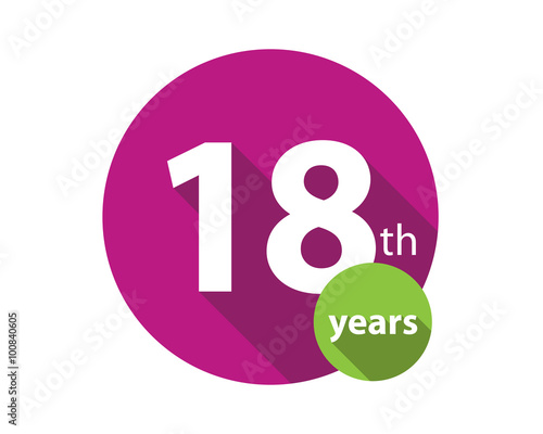 18th years purple circle anniversary logo