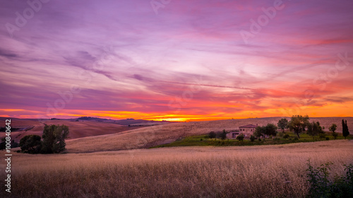 Amazing sunset in Tuscany