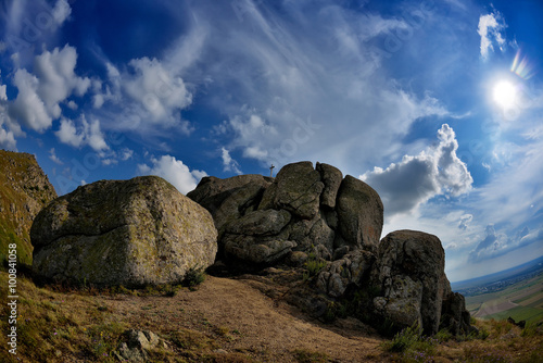 mountain landscape with beautiful sky in Dobrogea, Romania © bereta