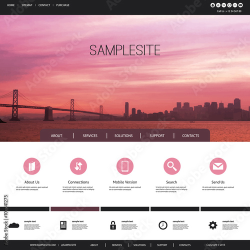 One Page Website Template with Header Design - San Francisco Bay