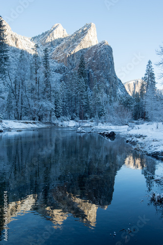 three brother mountain reflection in winter