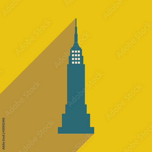 Canvas Print flat icon with long shadow American skyscraper
