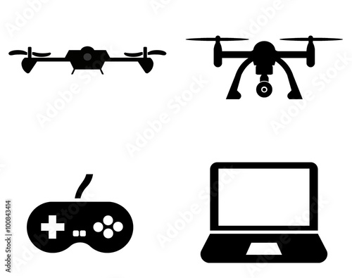 Drone et informatique en 4 icônes © Atlantis