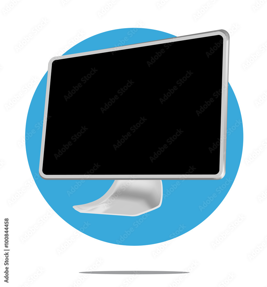 Illustration of television with blue circle background Illustration of television with blue circle background