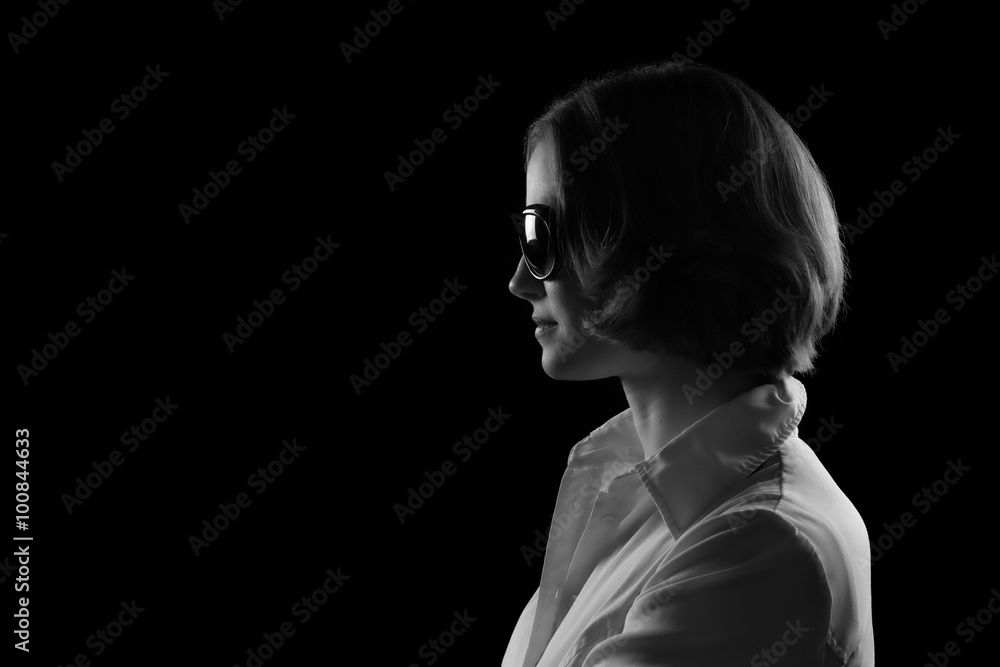 Pretty Model Sunglasses Black and White Profile