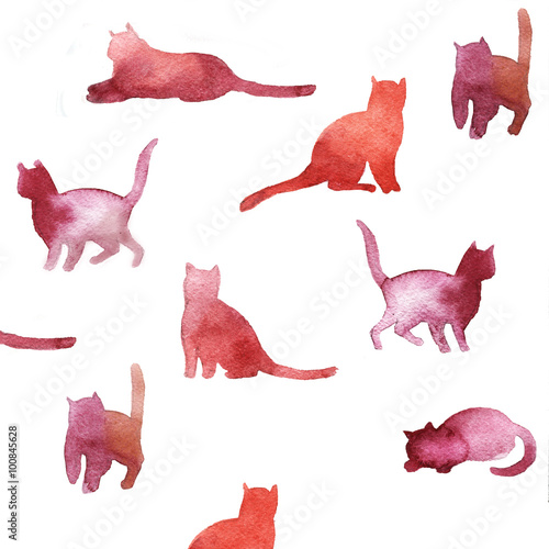 Wallpaper Mural watercolor zodiac symbols red cat Torontodigital.ca