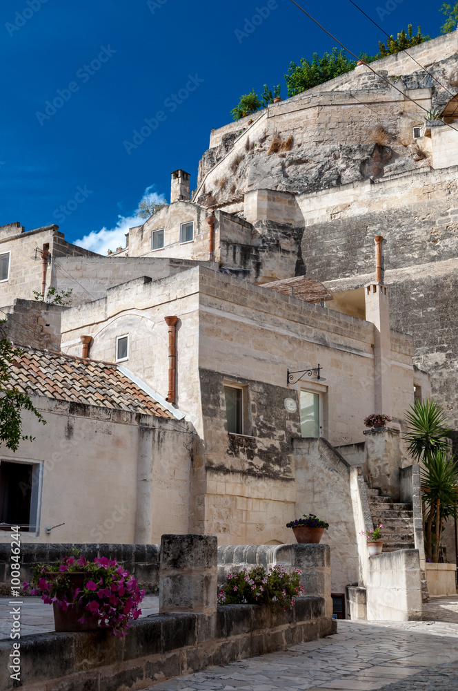 Street view of Sassi di Matera ancient town - Italy