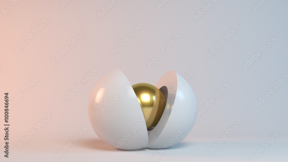 Business concept illustration, a 3d golden sphere is born from another sphere (reborn)
Business concept illustration, a 3d golden sphere is born from another sphere (reborn)
