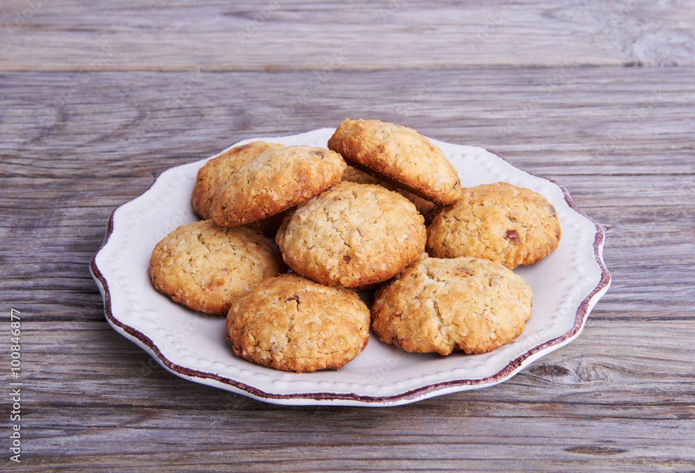 Oatmeal cookies tasty breakfast on the plate Oatmeal cookies tasty breakfast on the plate