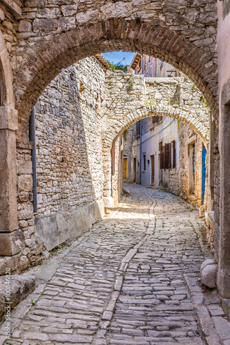 Narrow Old Street And Stone Buildings-Bale,Croatia © zm_photo