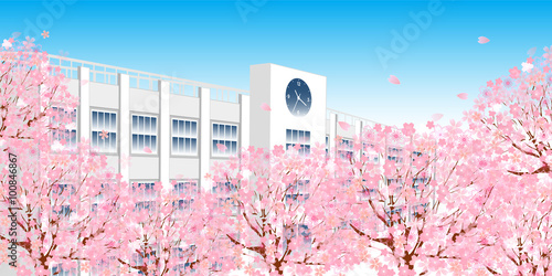 桜　学校　春　背景