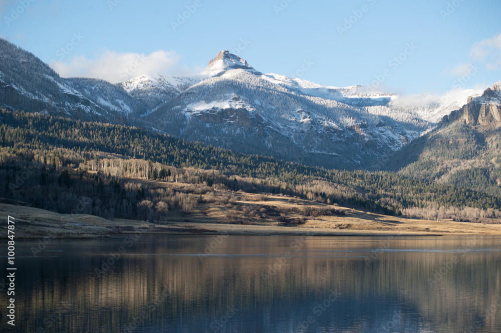 mountain peak and the lake