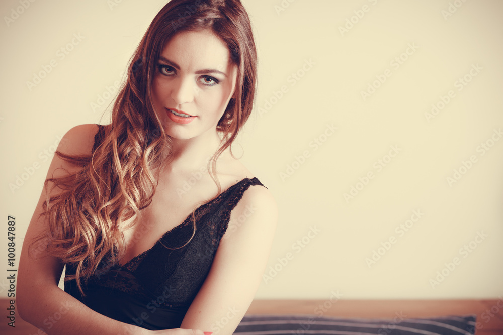 Seductive young woman in lingerie in bed. Seductive young woman in lingerie in bed.