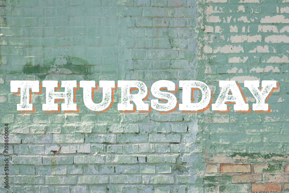 Fotografie Brick wall shabby paint weekday cards.