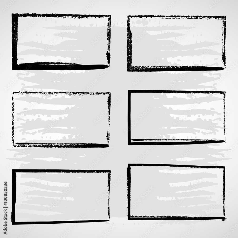 Vector set of black grunge frames.
