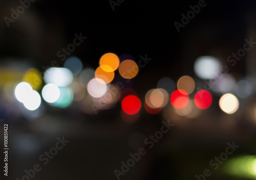 De focused/Blurred image of traffic lights. Blur lights. Light bokeh. © tygametey