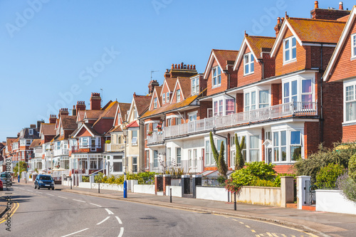 Street in England with typical houses photo