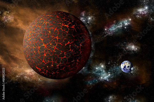 Obraz na plátně The Mythical planet Nibiru or Planet X hurtles towards Earth - Elements of this