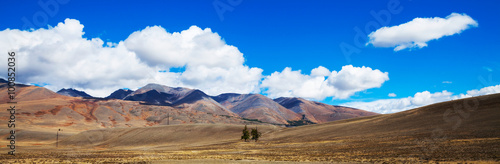 Prairie landscape with mountains panorama