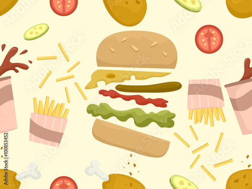 Fast Food Selection Seamless