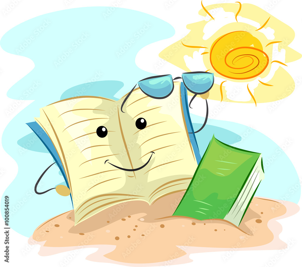 Summer Book Mascot Reading Beach Adobe Stock