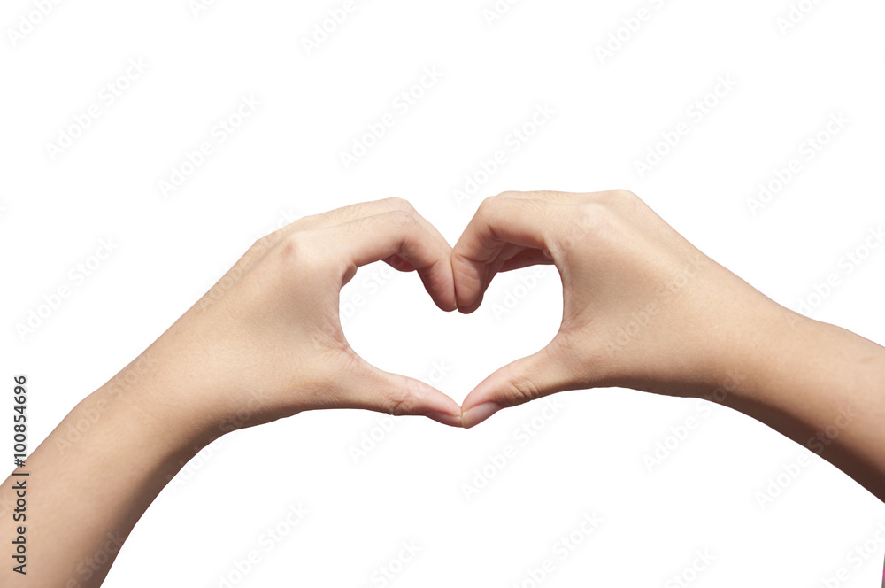 Female hands in the form of heart in white background. Hands in Female hands in the form of heart in white background. Hands in
