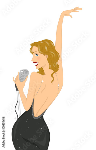 Sexy Girl Mic Sing Pose