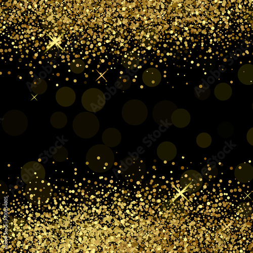 Shiny golden glitter on black  background