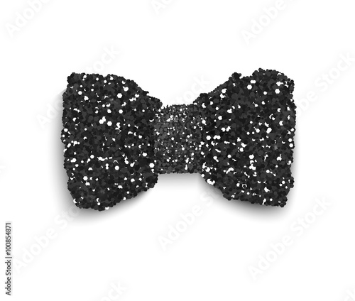 Black sparkling glitter decorated bow, trendy fashion accessory