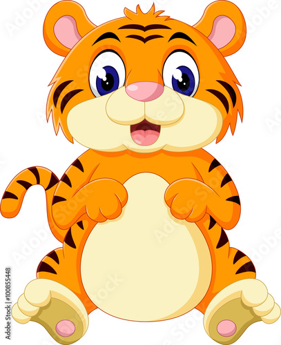 Fototapeta Naklejka Na Ścianę i Meble -  Cute tiger cartoon roaring
