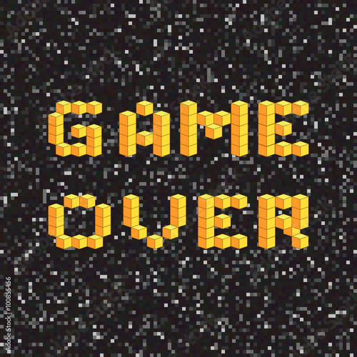 Game over screen, old school gaming poster, failure concept